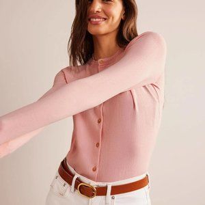 Boden Catriona Cotton Cardigan in Peachskin Pink Size Small